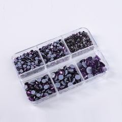 Mixed Sizes 6 Grid Box Tanzanite Glass HotFix Rhinestones For Clothing DIY WholesaleRhinestone