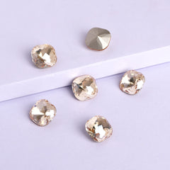Golden Shadow Dome Cushion Square Shape High Quality Glass Pointed Back Fancy Rhinestones WholesaleRhinestone