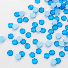 Blue Neon Glass Flat Back No-HotFix Rhinestones 16 Cut Facets WholesaleRhinestone