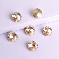 Golden Shadow Dome Round Shape High Quality Glass Pointed Back Fancy Rhinestones WholesaleRhinestone