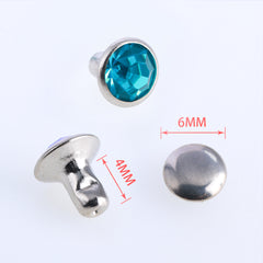 100 Sets Aquamarine Glass Rhinestone Rivets for Leather Craft DIY Making WholesaleRhinestone
