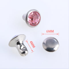 100 Sets Light Pink Glass Rhinestone Rivets for Leather Craft DIY Making WholesaleRhinestone