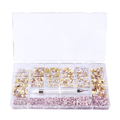 Mixed Multi Shapes Pink Opal Glass Fancy Rhinestone Kit Box For Nail Art HZ2119 WholesaleRhinestone