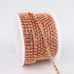 Champagne Glass Rhinestones Close Cup Chain - 1 Row Champagne Base WholesaleRhinestone