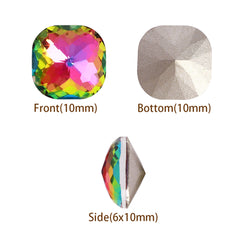Volcano Dome Cushion Square Shape High Quality Glass Pointed Back Fancy Rhinestones WholesaleRhinestone