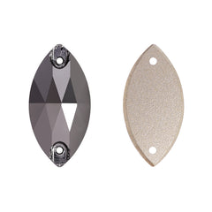 Jet Metallic Silver Navette Shape High Quality Glass Sew-on Rhinestones WholesaleRhinestone