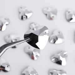 Comet Argent Light Heart Shape High Quality Glass Sew-on Rhinestones WholesaleRhinestone