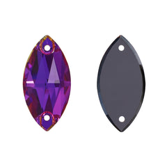 Violet Blue Navette Shape High Quality Glass Sew-on Rhinestones WholesaleRhinestone