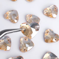 Golden Shadow Heart Face en verre de haute qualité Roule de couture