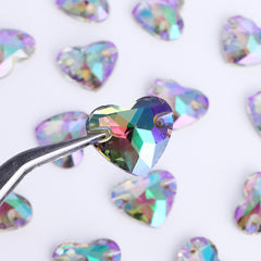 Ghost Light Heart Form hochwertiges Glasnäh-On-Strasssteine