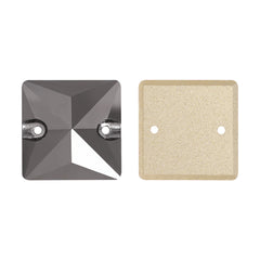 Jet Metallic Silver Square Shape High Quality Glass Sew-on Rhinestones WholesaleRhinestone
