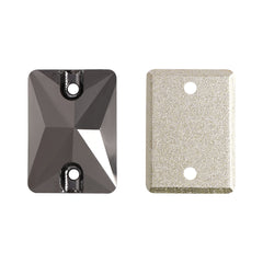 Jet Metallic Silver Rectangle Shape High Quality Glass Sew-on Rhinestones WholesaleRhinestone
