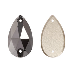 Jet Metallic Silver Drop Shape High Quality Glass Sew-on Rhinestones WholesaleRhinestone