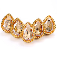 Golden Shadow Drop Shape High-Quality Glass Sew-on Nest Hollow Claw Rhinestones WholesaleRhinestone