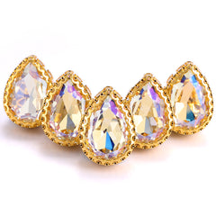 Moonlight Drop Shape High-Quality Glass Sew-on Nest Hollow Claw Rhinestones WholesaleRhinestone