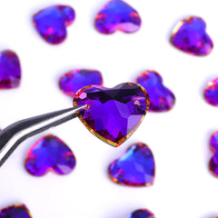 Violet Blue Heart Shape High Quality Glass Sew-on Rhinestones WholesaleRhinestone