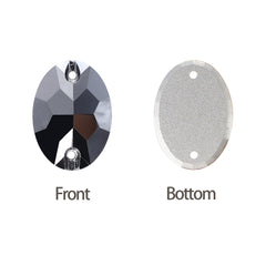 Jet Metallic Silver Oval Shape High Quality Glass Sew-on Rhinestones WholesaleRhinestone