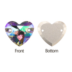 Ghost Light Heart Form hochwertiges Glasnäh-On-Strasssteine