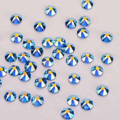 Capri Blue AB Glass Flat Back Glue-on Rhinestones 16 Cut Facets In Bulk WholesaleRhinestone