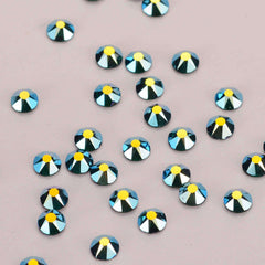 Dark Green AB Glass Flat Back Glue-On Rhinestones 16 Cut Facets In Bulk WholesaleRhinestone