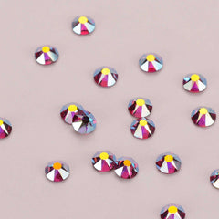 Fuchsia AB Glass Flat Back Glue-On Rhinestones 16 Cut Facets WholesaleRhinestone