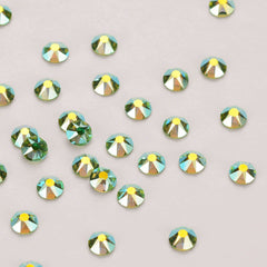 Peridot AB Glass Flat Back Glue-On Rhinestones 16 Cut Facets In Bulk WholesaleRhinestone