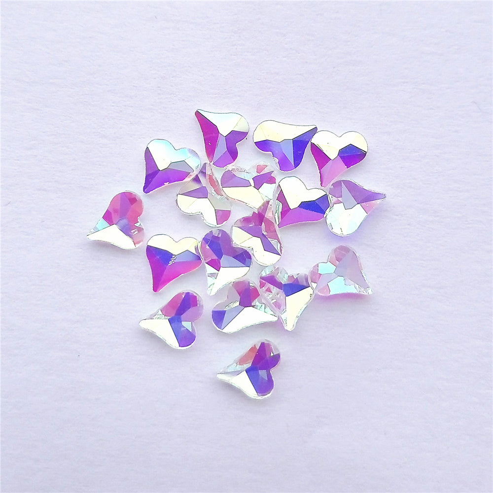 Oblique Heart Shape Crystal AB Unfoiled Flat Back Fancy Rhinestones WholesaleRhinestone