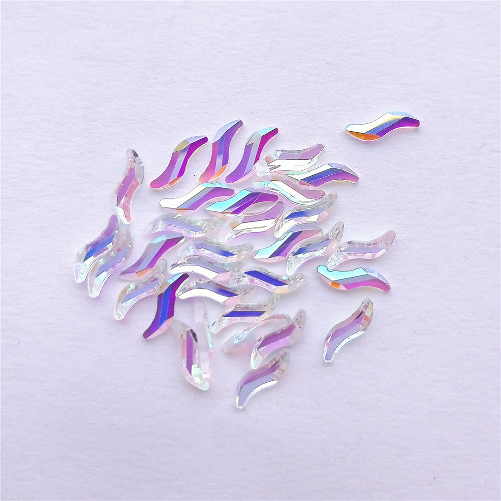 Wave Shape Crystal AB Unfoiled Flat Back Fancy Rhinestones WholesaleRhinestone