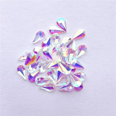 Raindrop Shape Crystal AB Unfoiled Flat Back Fancy Rhinestones WholesaleRhinestone
