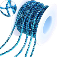 Aquamarine Glass Rhinestones Close Cup Chain -1 Row Aquamarine Base WholesaleRhinestone