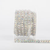 10 Yards Crystal AB Rhinestones Close Cup Chain - 3 Rows Silver Base WholesaleRhinestone