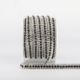 10 Yards Crystal & Black Rhinestones Close Cup Chain - 3 Rows Silver Base WholesaleRhinestone