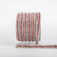 10 Yards Crystal & Rose Rhinestones Close Cup Chain - 3 Rows Silver Base WholesaleRhinestone