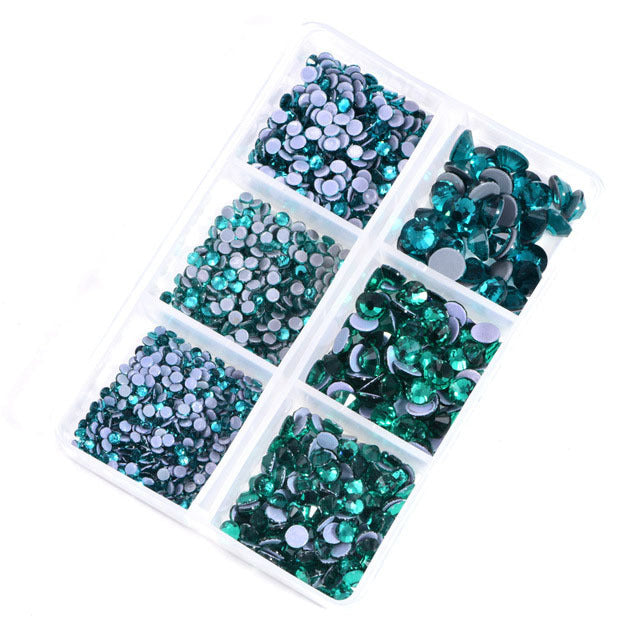 Mixed Sizes 6 Grid Box Blue Zircon Glass HotFix Rhinestones For Clothing DIY WholesaleRhinestone