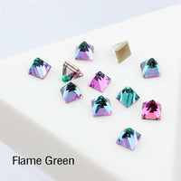 Green Volcano Square Cone Shape Flat Back Fancy Rhinestones For Nail Art WholesaleRhinestone