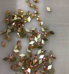 Rhombus Shape Metal Sunlight Glass Flat Back Fancy Rhinestones WholesaleRhinestone