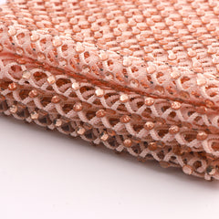 Champagne Rhinestones Mesh Fabric Sewing Elastic Trim WholesaleRhinestone