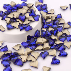 Sweet Heart Shape Sapphire Glass Pointed Back Fancy Rhinestones WholesaleRhinestone