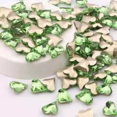Sweet Heart Shape Peridot Glass Pointed Back Fancy Rhinestones WholesaleRhinestone