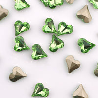 Heart Shape Light Green Peridot Glass Pointed Back Fancy Rhinestones WholesaleRhinestone