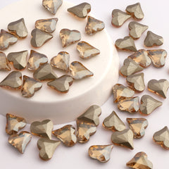 Sweet Heart Shape Golden Shadow Glass Pointed Back Fancy Rhinestones WholesaleRhinestone
