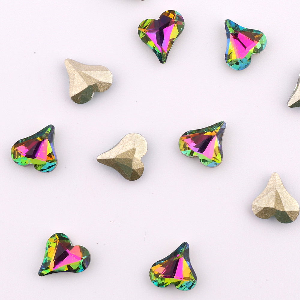 Sweet Heart Shape Rainbow Glass Pointed Back Fancy Rhinestones WholesaleRhinestone