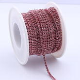Light Pink Glass Rhinestones Close Cup Chain - 1 RowLight Pink Base WholesaleRhinestone