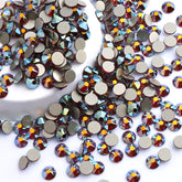 Dark Siam AB Glass Flat Back Glue-On Rhinestones 16 Cut Facets WholesaleRhinestone