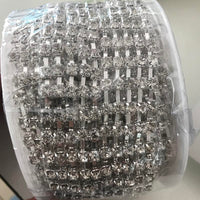 5 Yards Crystal Rhinestones Sparse Cup Chain - 5 Rows Silver Base WholesaleRhinestone
