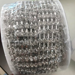 5 Yards Crystal Rhinestones Sparse Cup Chain - 5 Rows Silver Base WholesaleRhinestone