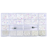 Mixed Multi Shapes Mocha White Glass Fancy Rhinestone Kit Box For Nail Art HZ2114 WholesaleRhinestone