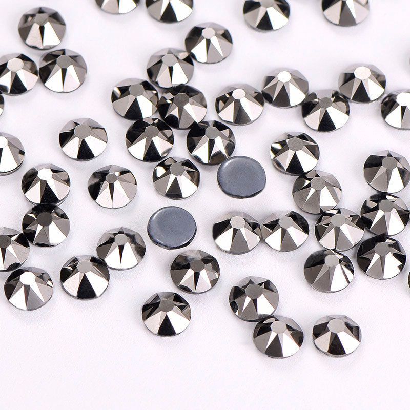 Hematite Glass HotFix Rhinestones 16 Cut Facets In Bulk WholesaleRhinestone