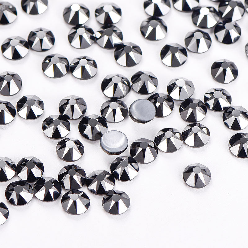 Jet Hematite Glass HotFix Rhinestones 16 Cut Facets In Bulk WholesaleRhinestone