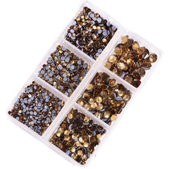 Mixed Sizes 6 Grid Box Light Colorado Topaz Glass HotFix Rhinestones For Clothing DIY WholesaleRhinestone